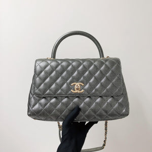 Medium Coco Handle Flap Caviar Grey GHW