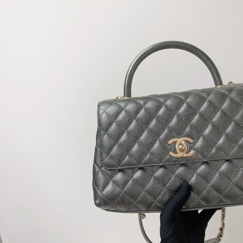 Medium Coco Handle Flap Caviar Grey GHW