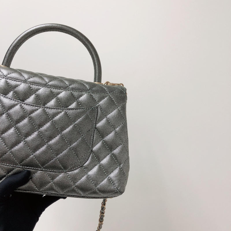 Medium Coco Handle Flap Caviar Grey GHW