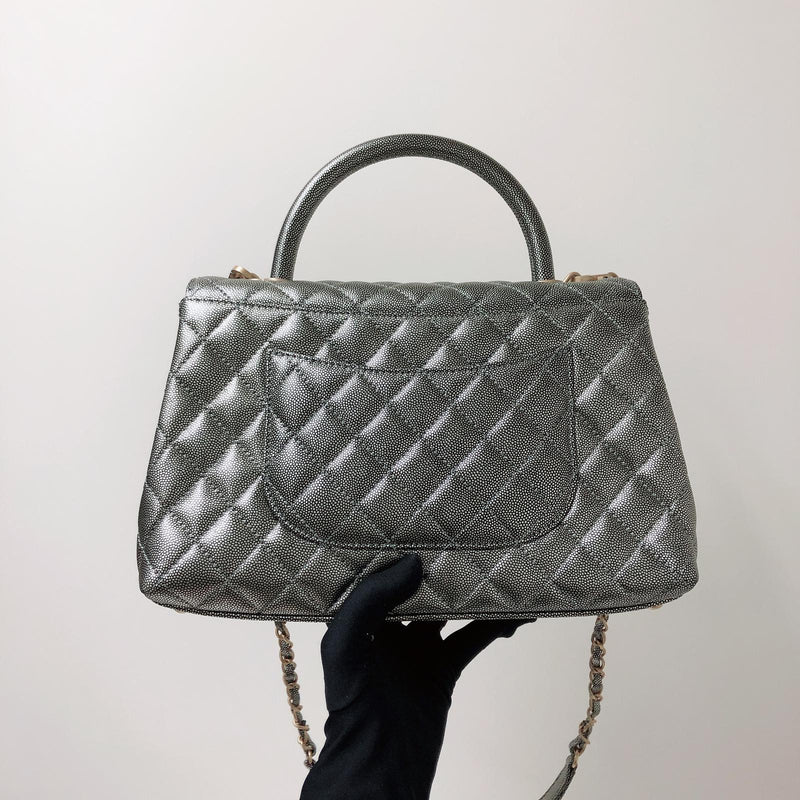 Medium Coco Handle Flap Caviar Grey GHW