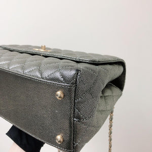 Medium Coco Handle Flap Caviar Grey GHW