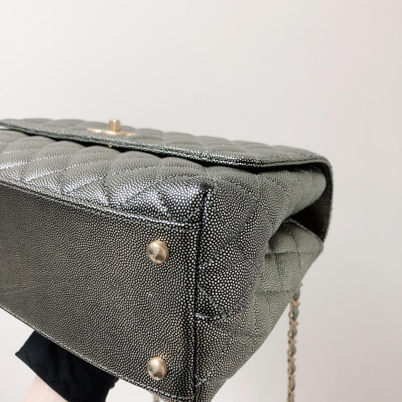 Medium Coco Handle Flap Caviar Grey GHW