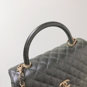 Medium Coco Handle Flap Caviar Grey GHW