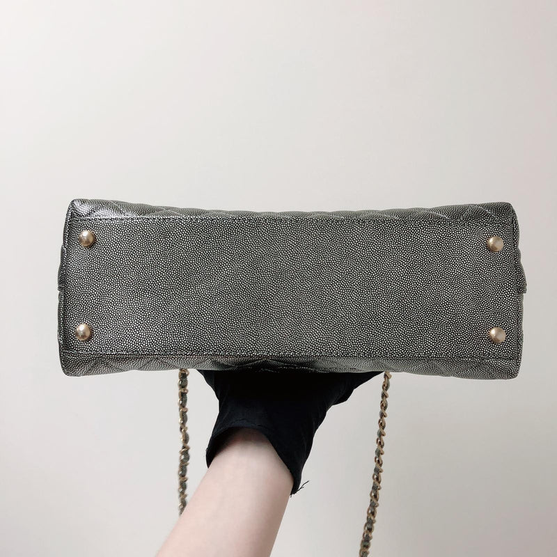 Medium Coco Handle Flap Caviar Grey GHW