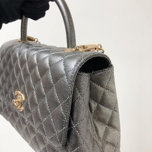 Medium Coco Handle Flap Caviar Grey GHW