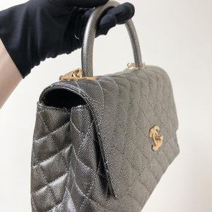 Medium Coco Handle Flap Caviar Grey GHW