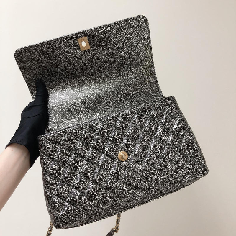 Medium Coco Handle Flap Caviar Grey GHW