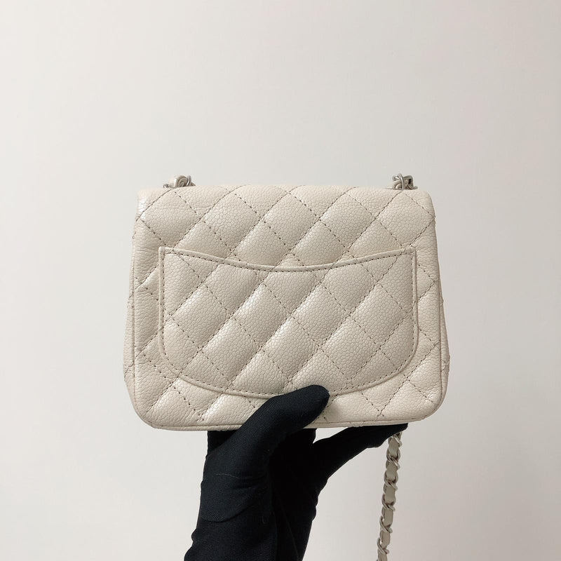 Square Mini Flap in White with SHW