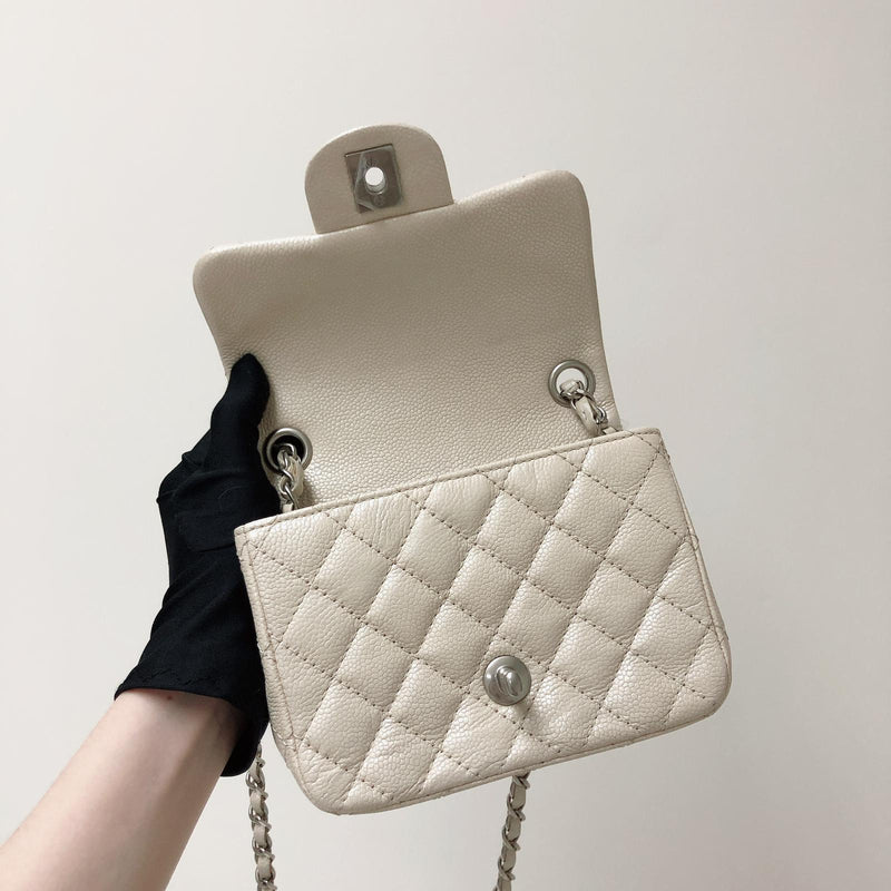 Square Mini Flap in White with SHW