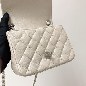 Square Mini Flap in White with SHW