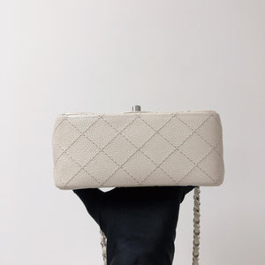 Square Mini Flap in White with SHW