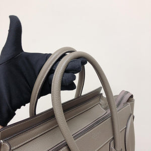 Drummed Leather Micro Luggage Tote in Grey with SHW