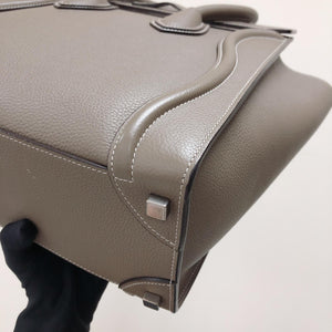 Drummed Leather Micro Luggage Tote in Grey with SHW