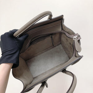 Drummed Leather Micro Luggage Tote in Grey with SHW