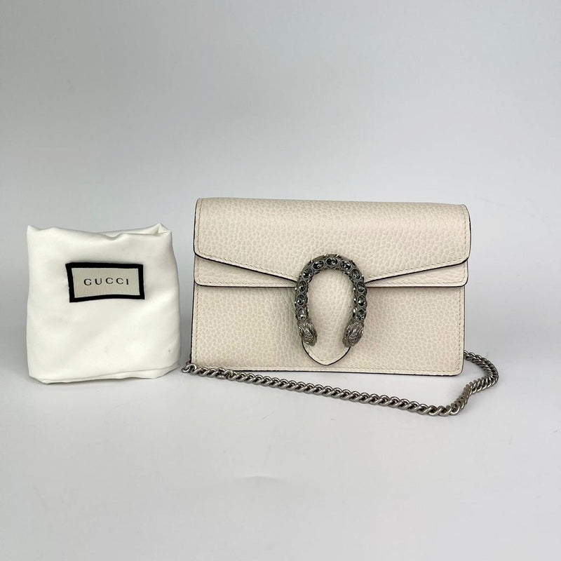 Super Mini Dionysus Leather Crossbody Bag in White with RHW