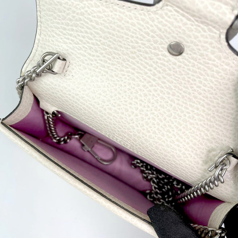 Super Mini Dionysus Leather Crossbody Bag in White with RHW