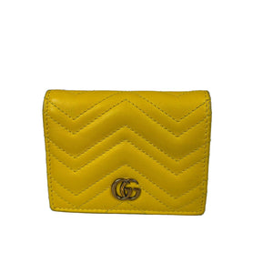 GG Marmont Card Case Wallet in Yellow with GHW