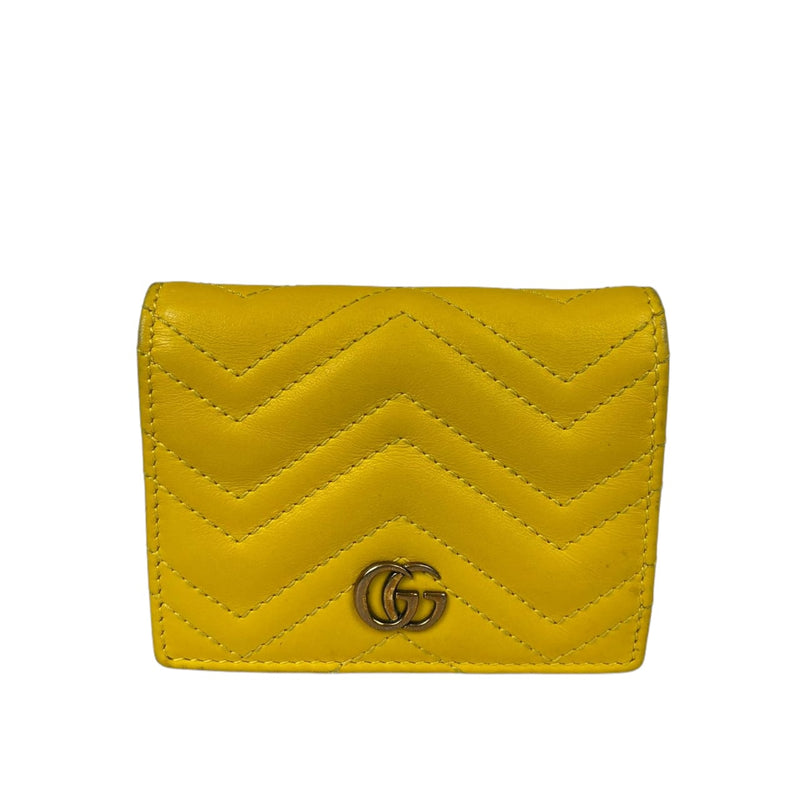 GG Marmont Card Case Wallet in Yellow with GHW
