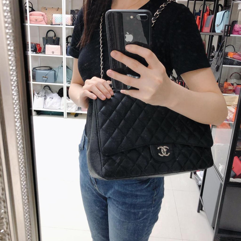 Single Flap Maxi in Black with SHW