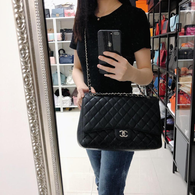 Single Flap Maxi in Black with SHW