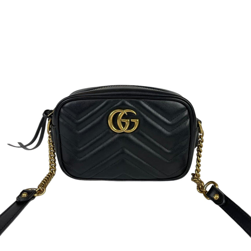 Mini GG Marmont Camera Bag in Black with GHW