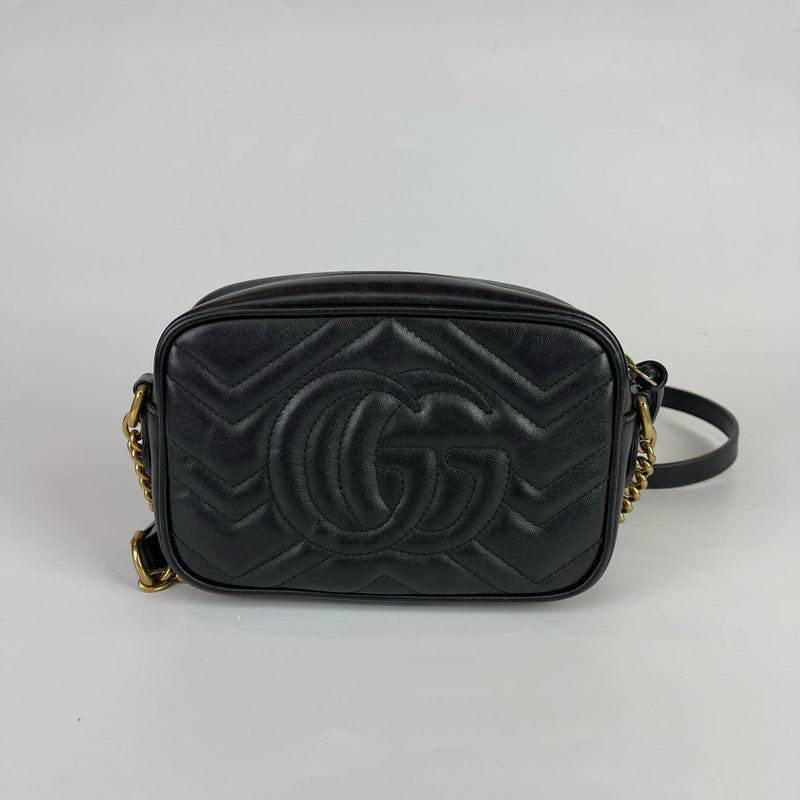 Mini GG Marmont Camera Bag in Black with GHW