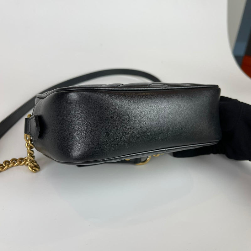 Mini GG Marmont Camera Bag in Black with GHW