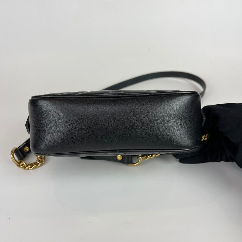 Mini GG Marmont Camera Bag in Black with GHW