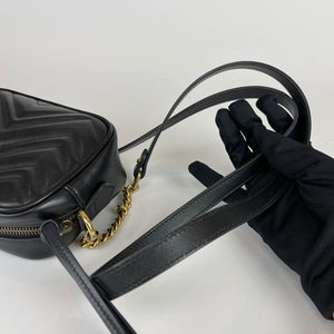 Mini GG Marmont Camera Bag in Black with GHW