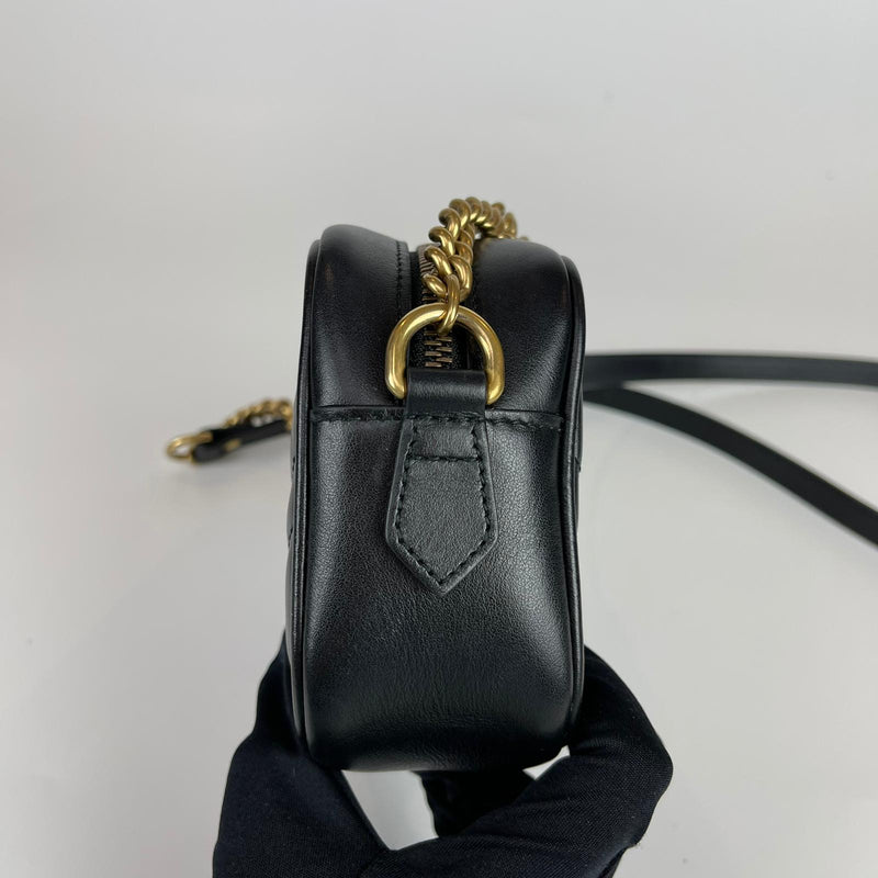 Mini GG Marmont Camera Bag in Black with GHW