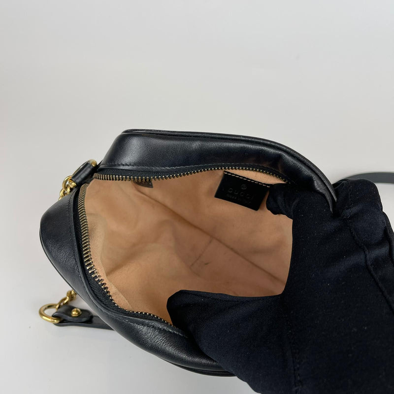 Mini GG Marmont Camera Bag in Black with GHW