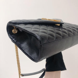 Quilted Envelope Medium Bag in Black with GHW
