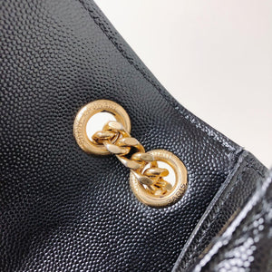 Quilted Envelope Medium Bag in Black with GHW