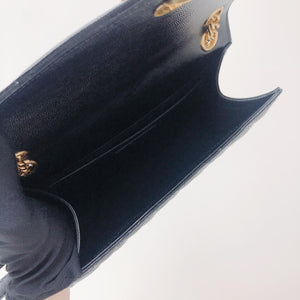 Quilted Envelope Medium Bag in Black with GHW