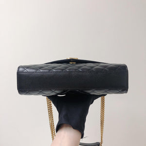 Quilted Envelope Medium Bag in Black with GHW