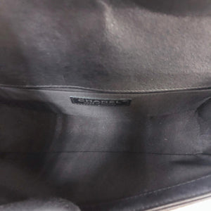 Chevron Caviar Old Medium Boy Bag in Black with SHW