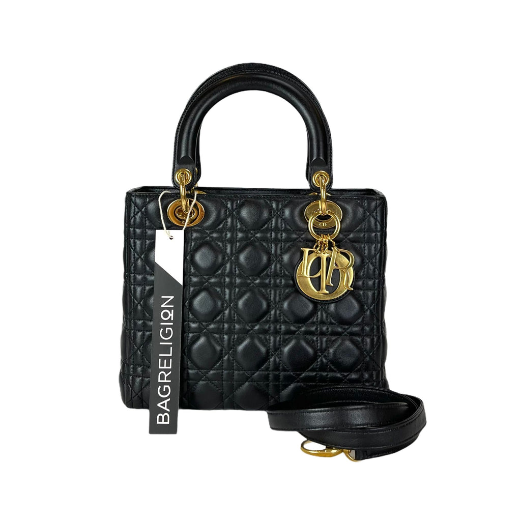 Lady Dior Medium in Black with GHW