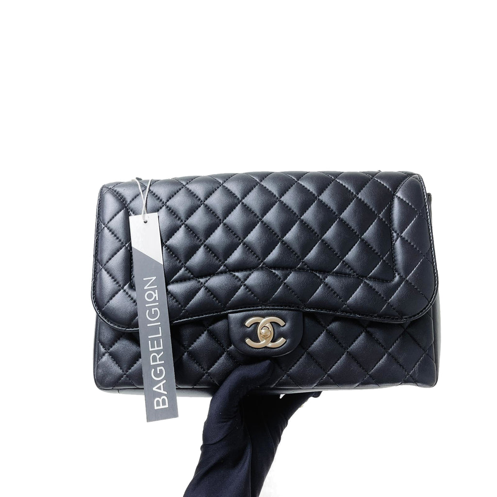 Mademoiselle Chic Single Flap Bag in Black with LGHW