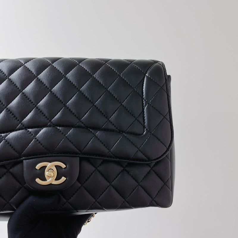 Mademoiselle Chic Single Flap Bag in Black with LGHW