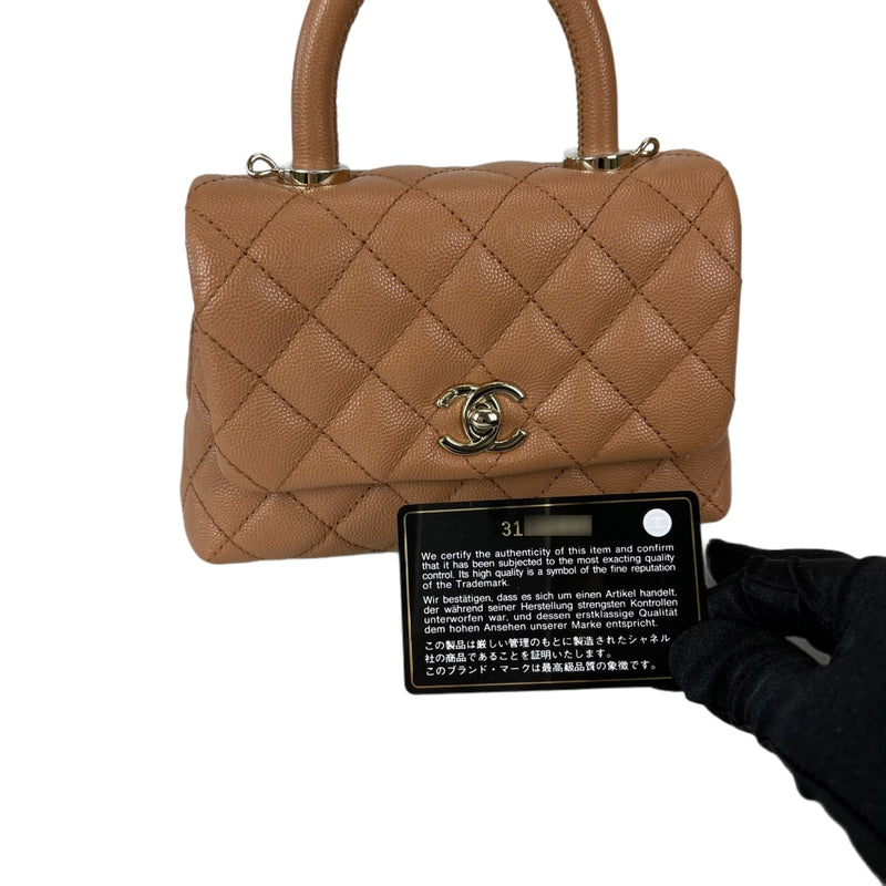 Chanel Coco Handle Flap Quilted Caviar Ruthenium Mini Black in