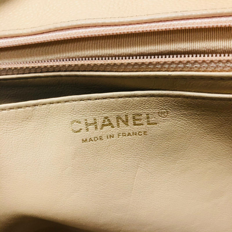 Jumbo Single Flap Caviar Leather Beige GHW