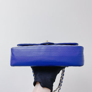 Classic Flap Medium Chevron Lambskin Blue LGHW