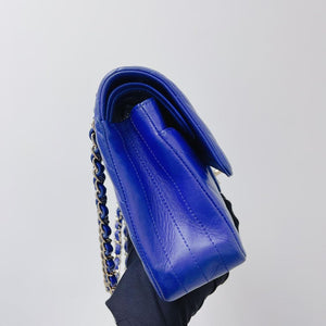 Classic Flap Medium Chevron Lambskin Blue LGHW