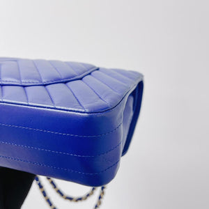 Classic Flap Medium Chevron Lambskin Blue LGHW