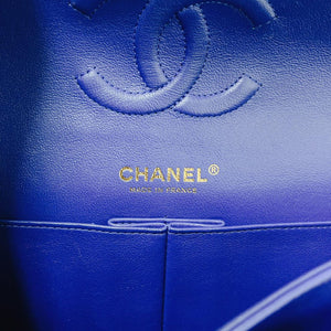 Classic Flap Medium Chevron Lambskin Blue LGHW