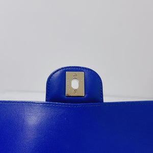 Classic Flap Medium Chevron Lambskin Blue LGHW