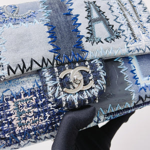 Denim Patchwork Medium Flap Blue