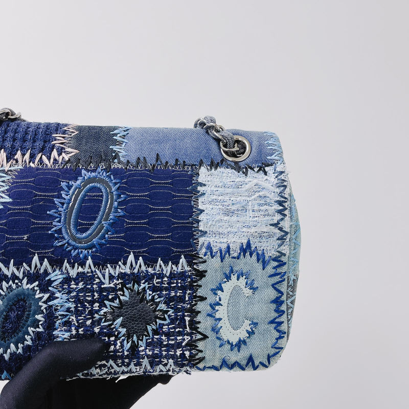 Chanel Blue Multicolor CC Tweed Denim Patchwork Single Flap Jumbo Bag – The  Closet