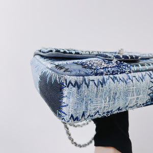 Denim Patchwork Medium Flap Blue