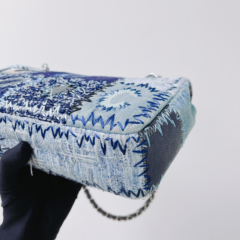 Denim Patchwork Medium Flap Blue